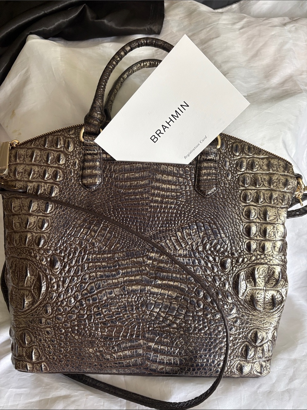 Brahmin Large Duxbury Satchel Umbra Melbourne w/Registration Card & Dust Bag - Picture 3 of 7